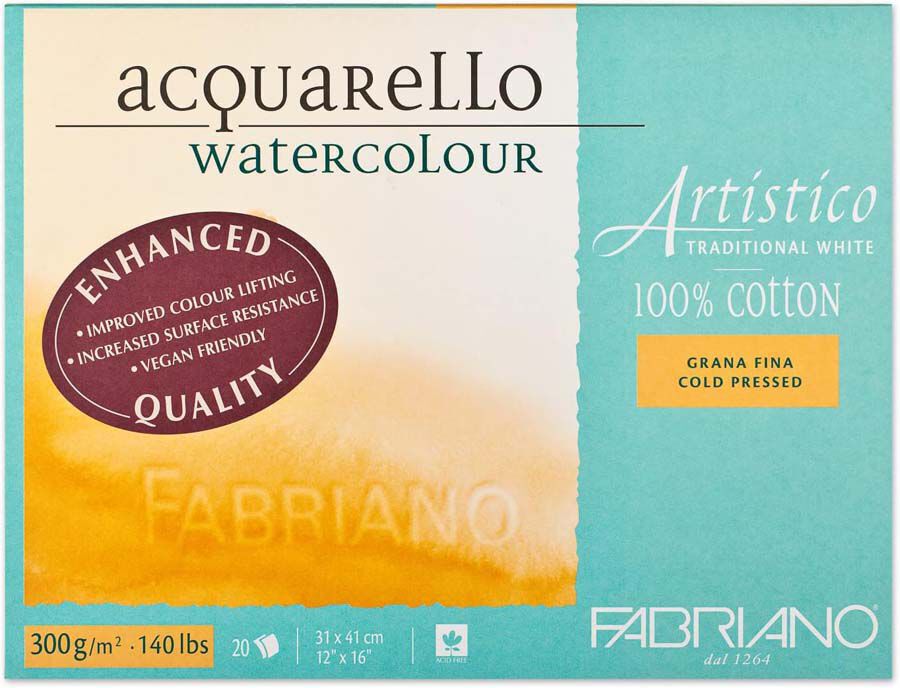 Bloc Acuarela Artistico Fabriano 100% algod&oacute;n 31x41cm 300g
