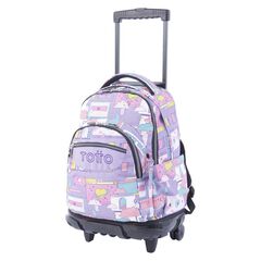 Mochila Ruedas Totto Renglones Morado