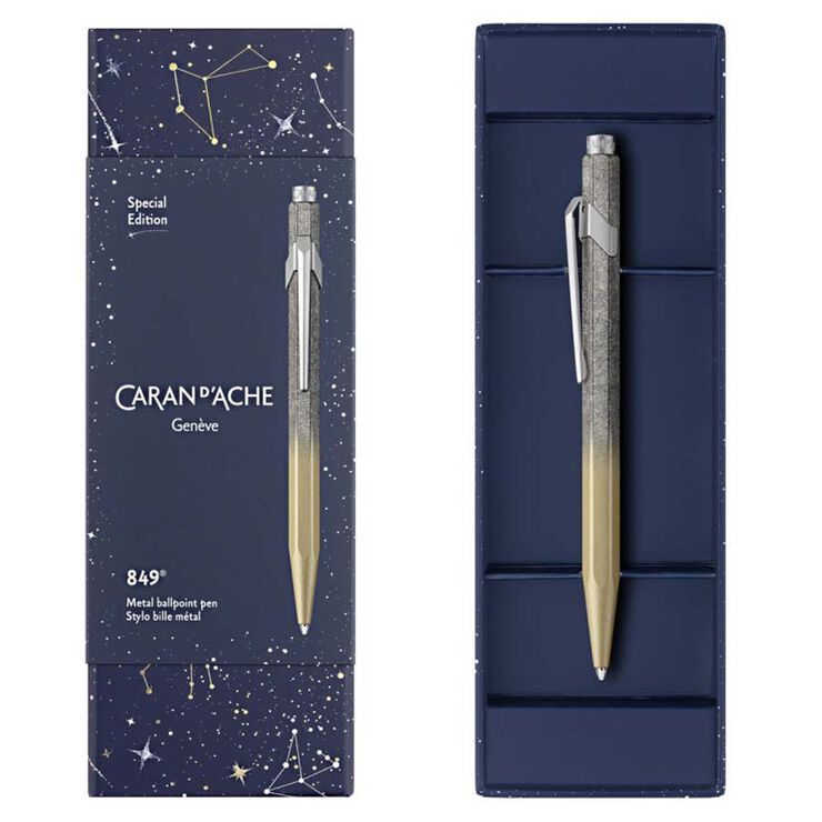 Bolígrafo Caran de Ache Cosmic Blue Noel 2024 oro