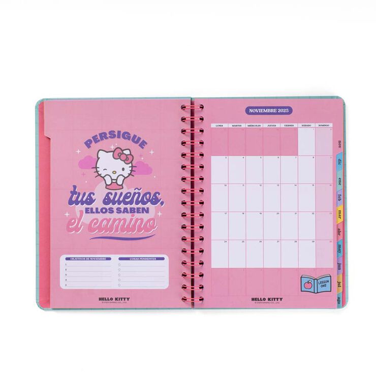Agenda escolar Mr. Wonderful Hello Kitty setm/vista cas 2025-26 Nunca te olvides de sonreír