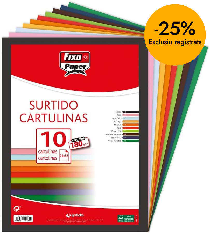 Cartolina de colors A4 185g 100u