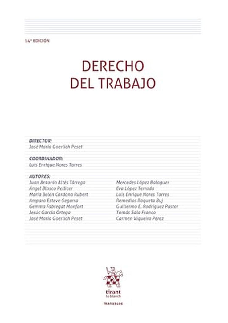 Derecho del trabajo 14&ordf; edici&oacute;n