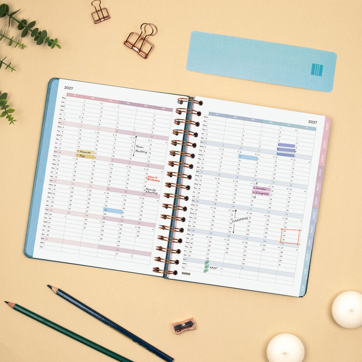 Agenda Finocam Optimal Semana Vista Horizontal 2027 Multiling&uuml;e Azul