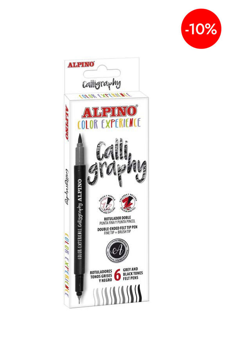 Retoladors Cal&middot;ligrafia Alpino Color Experience tons gris i negre 6u