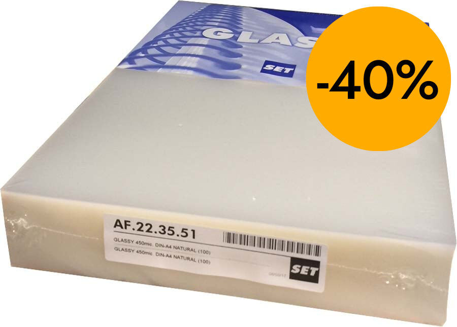 Tapes enquadernar PP transparent A4 450 micres 100u