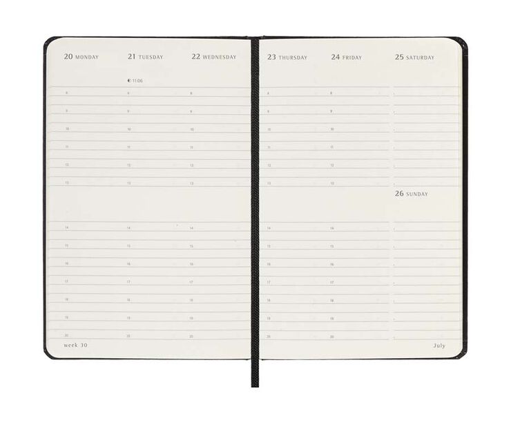 Agenda Moleskine 12 meses sem/vista 2026 tapa dura Pocket negro