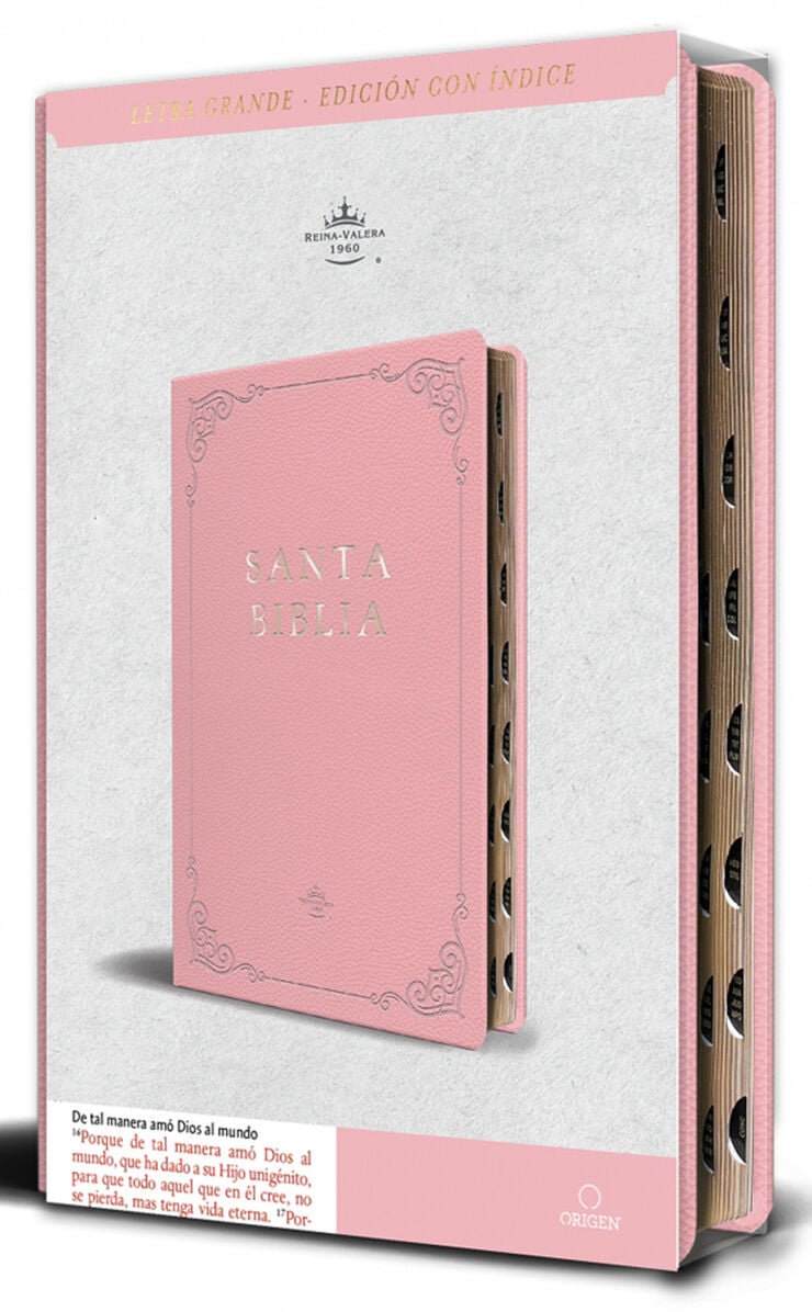Biblia RVR 1960 Simil Piel Rosada tama&ntilde;o manual Nombres de Dios