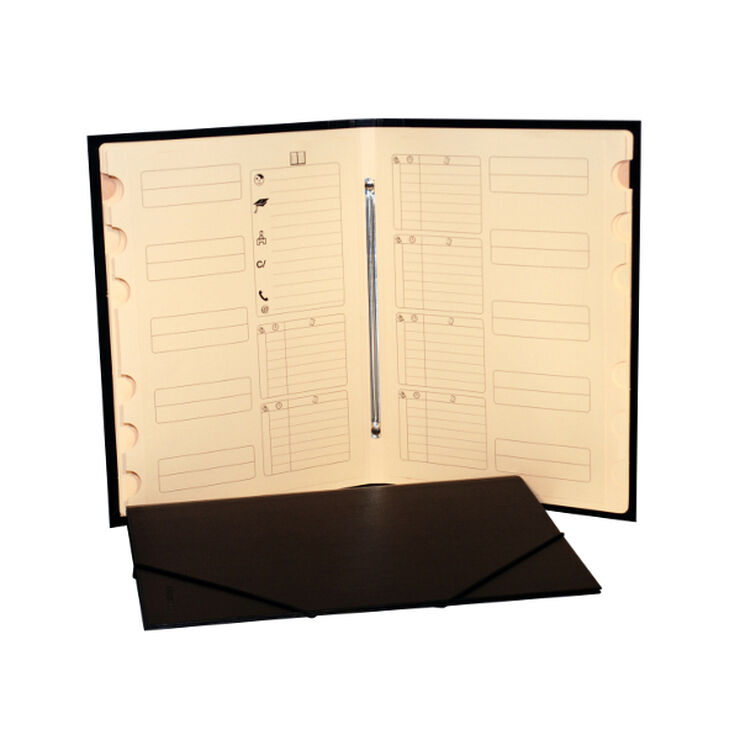 Carpeta clasificadora negra de tamaño folio