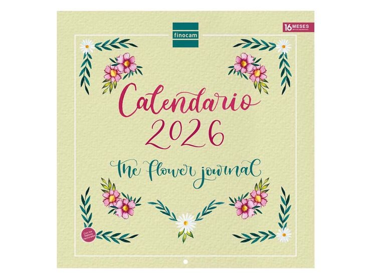 Calendario pared Finocam 30x30 2026 Flower Journal castellano