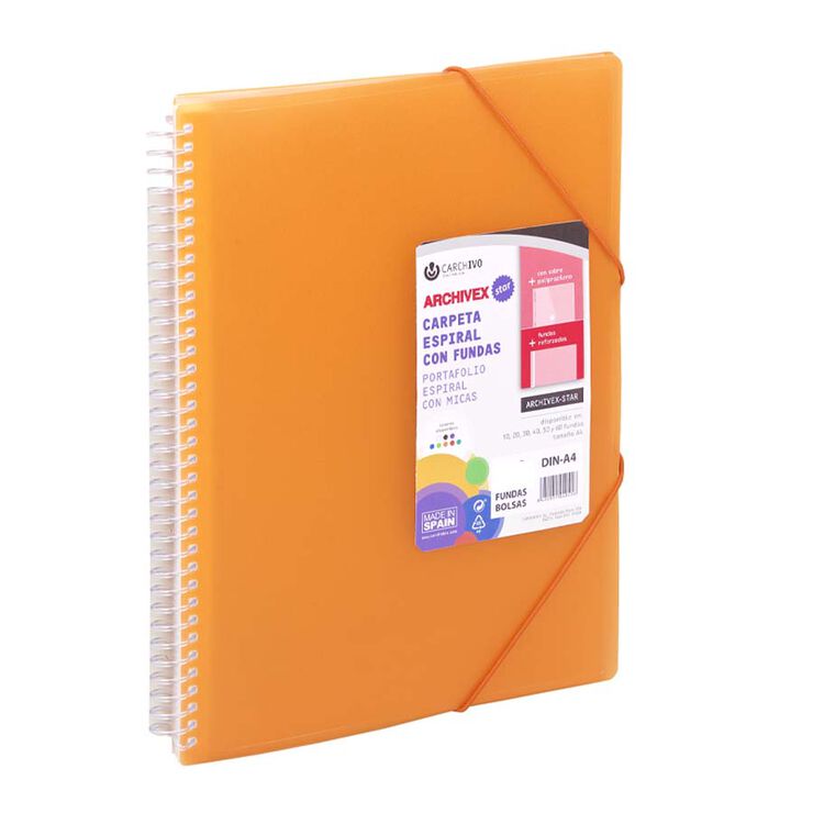 Carpeta fundes Carchivo espiral 20F Taronja