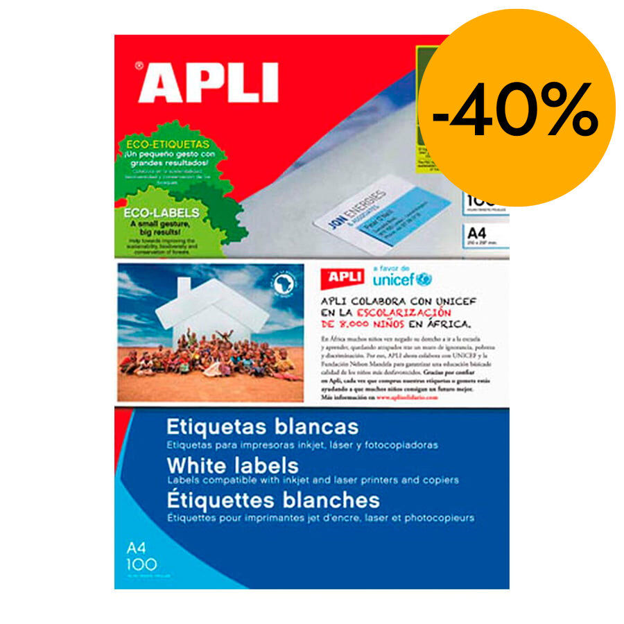 Etiqueta Apli Inkjet/Laser/Fotoc.25x70mm 100 hojas