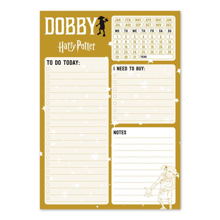 Bloc notas escritorio Harry Potter Dobby