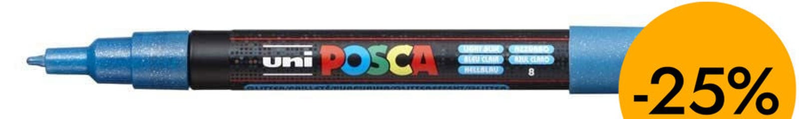 Rotulador Posca PC-3M 0,9-1,3mm azul claro glitter