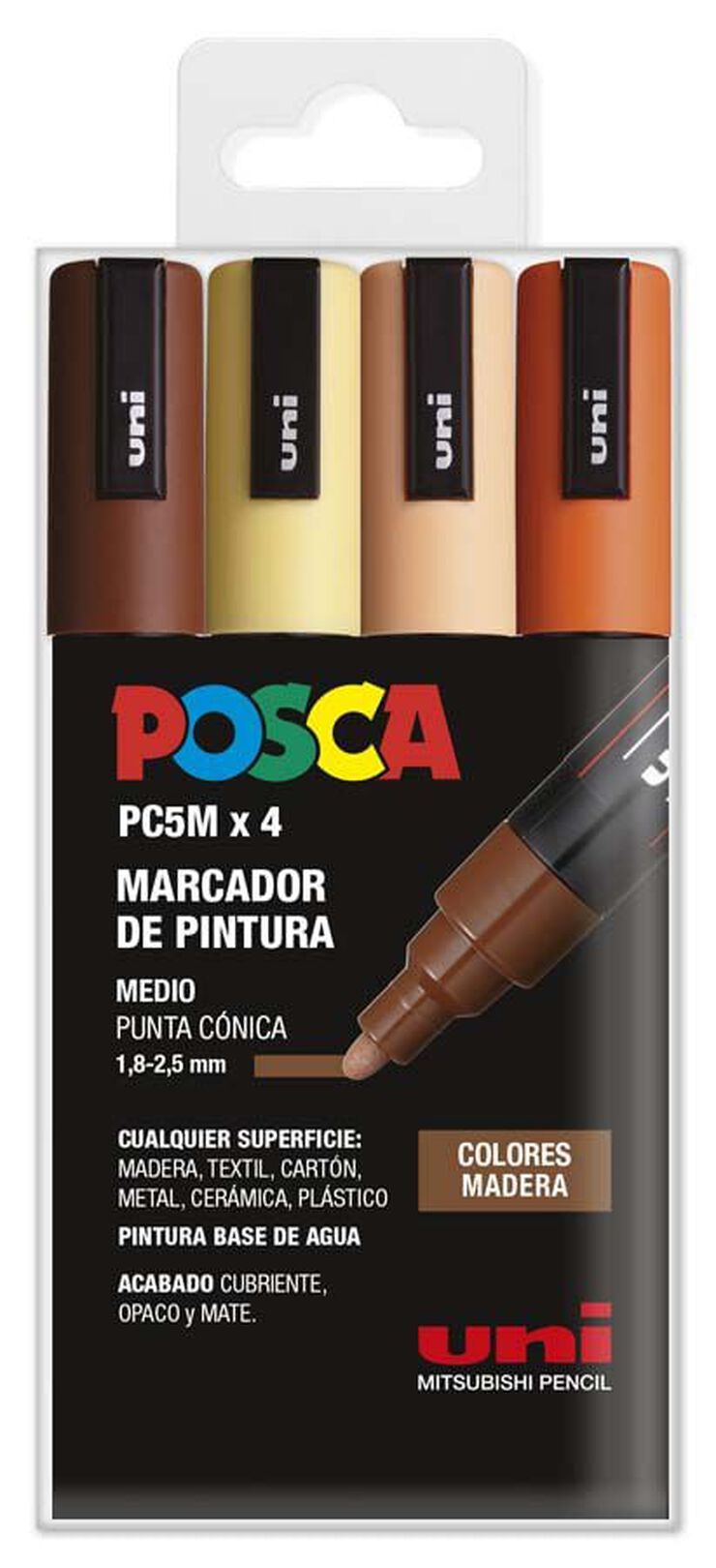 Estuche Rotuladores Posa PC-5M 1,8-2,5mm Madera 4 colores