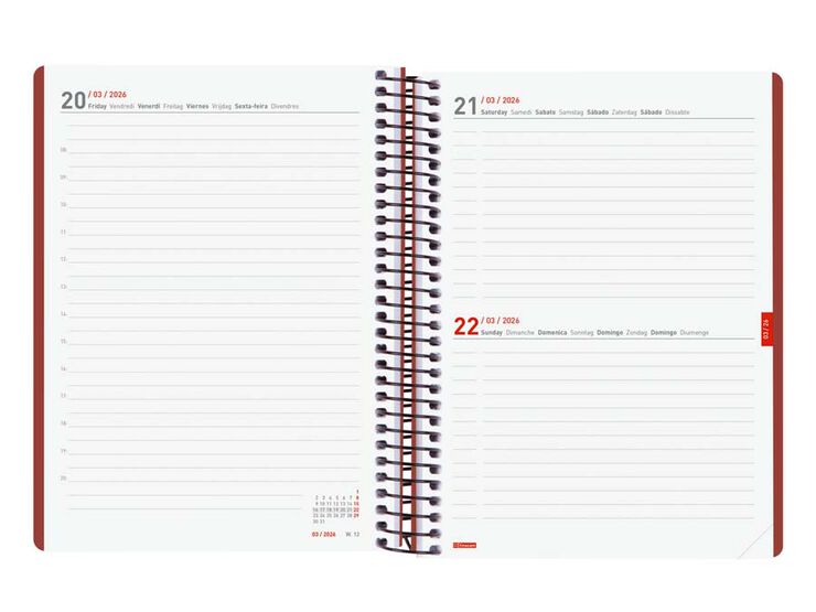 Agenda Finocam 16 meses Ikon E10 día/pág mult 2025-26 burdeus