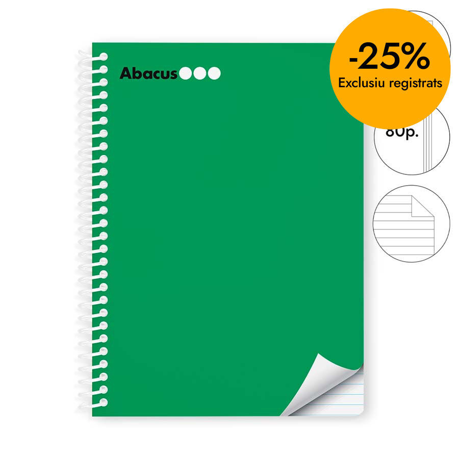 Llibreta espiral Abacus A5 80 fulls ratlla horitzontal verd