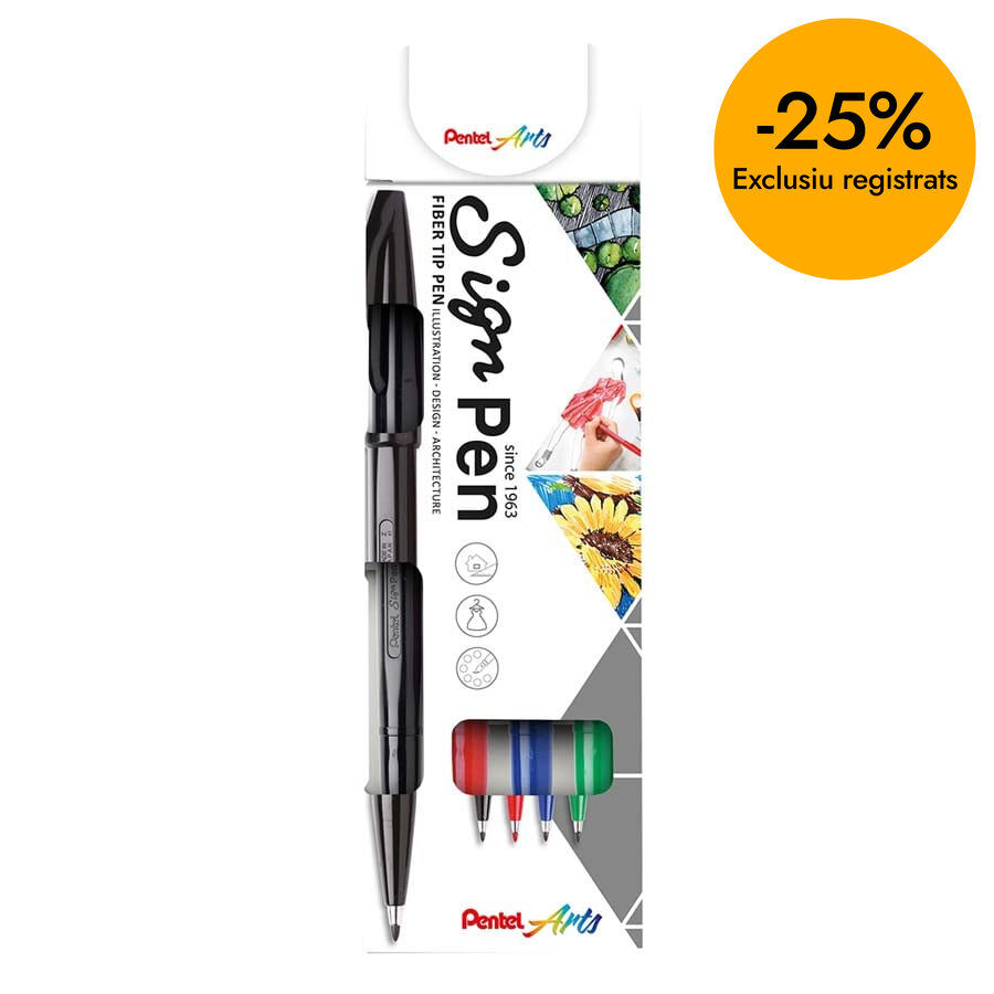 Rotuladores Pentel Fibra 4 colores