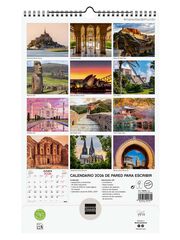Calendario pared Finocam espiral 25x40 2026 Maravillas Del Mundo castellano
