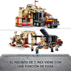 LEGO® Jurassic World Fuga de los dinosaurios T. rex y atrocirraptor. Set de construcción grande con camión 76948