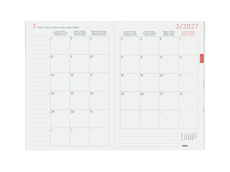 Agenda Planificador Finocam Setmana Vista Multiling&uuml;e 2027 Gris