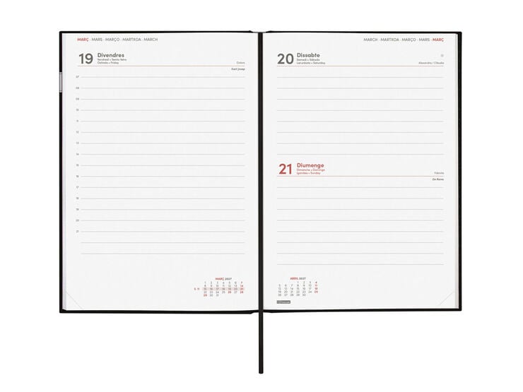 Agenda Finocam Porto D&iacute;a P&aacute;gina Catal&aacute;n 2027 Negro