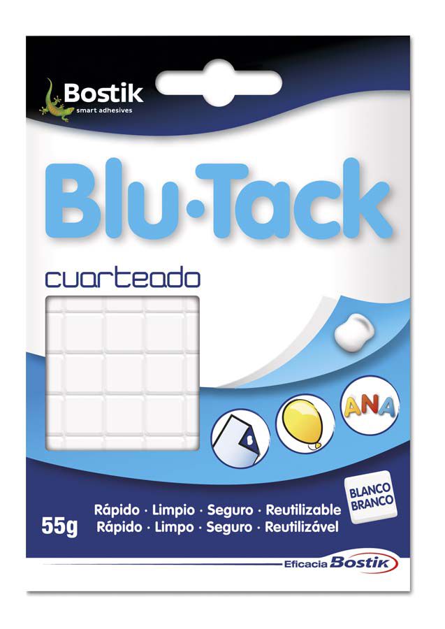 Blu-Tack Bostik clivellat (pretallat) 55g blanc