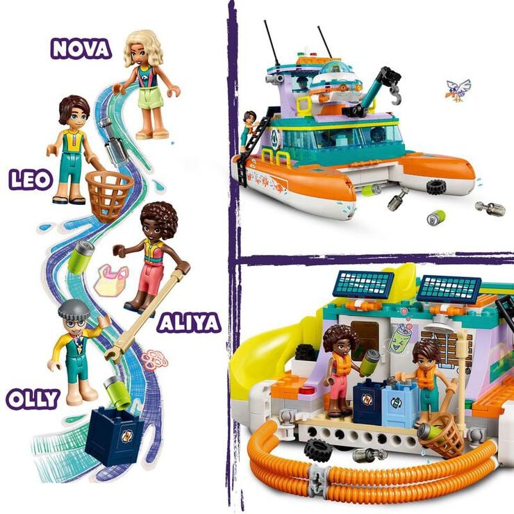 LEGO® Friends Barco de Rescate Marítimo con Animales MariNos 41734