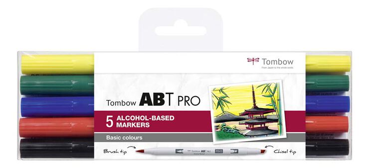 Rotulador Tombow Abt Pro Dual Brush básicos 5 colores