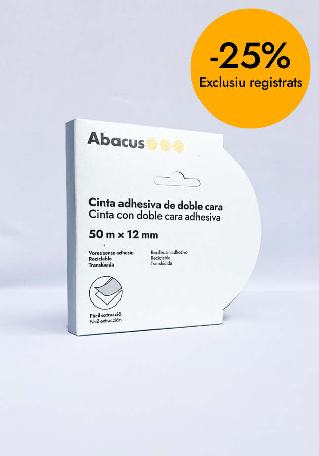 Cinta adhesiva doble cara tis&uacute; Abacus 12mmx50m