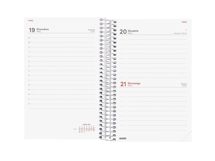 Agenda Finocam Year D&iacute;a P&aacute;gina 2027 Catal&aacute;n Rojo