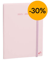Agenda 16 meses Quo Vadis Pastel A5+ sem/vista mult. 2025-26 rosa