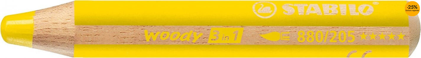 L&aacute;piz acuarelable Stabilo Woody amarillo 5u