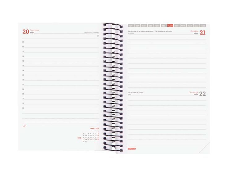 Agenda Finocam escolar espiral E8 dia/pàg cat 2025-26 blau