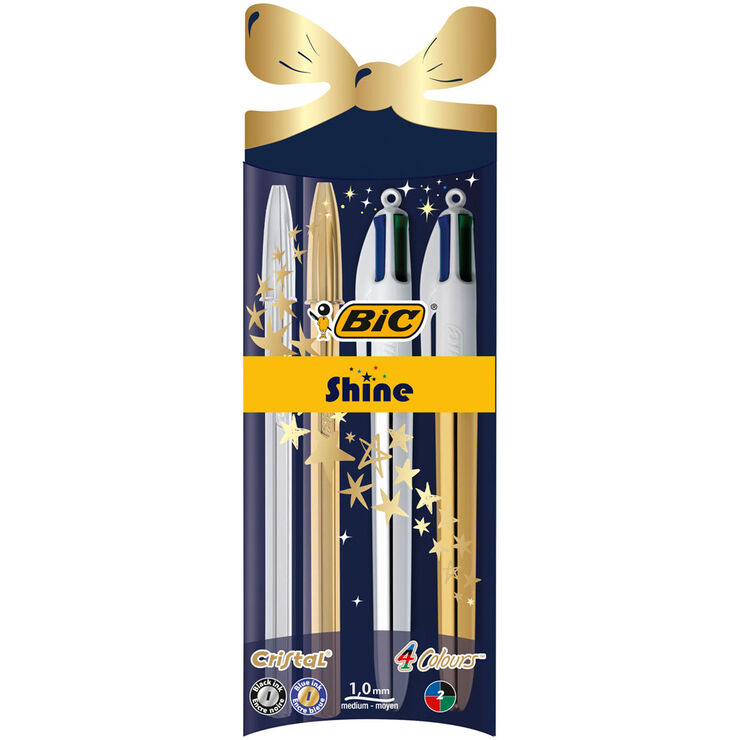 Bolírafo Bic Shine Cristal 4u