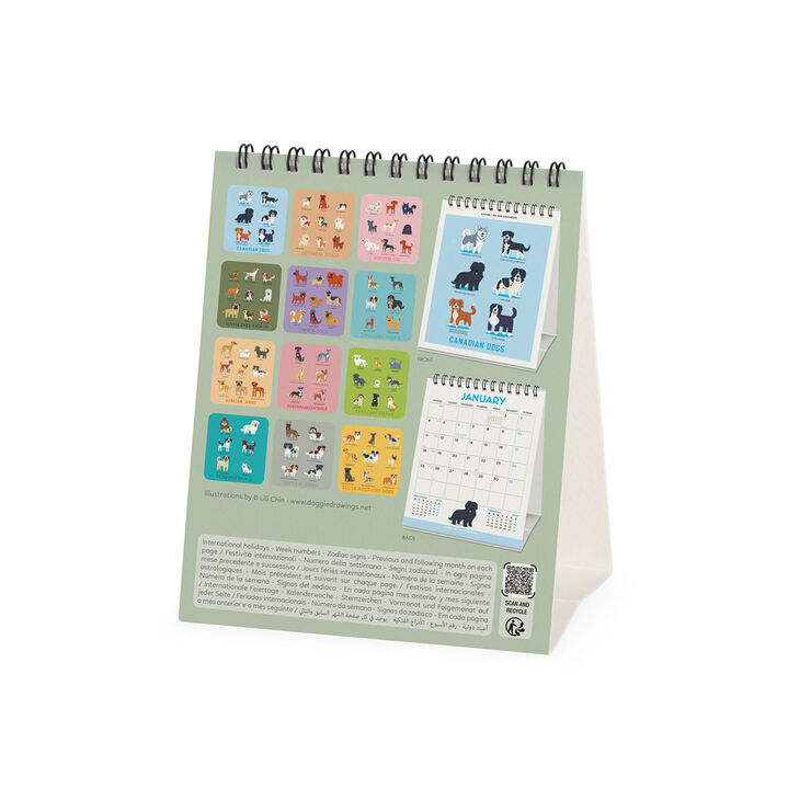 Calendario Legami 12x14,5 Sobremesa Dogs World Multiling&uuml;e 2027