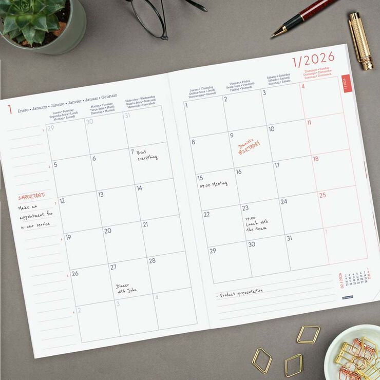 Agenda Planificador Finocam Y11 mes/vista mult 2026 gris