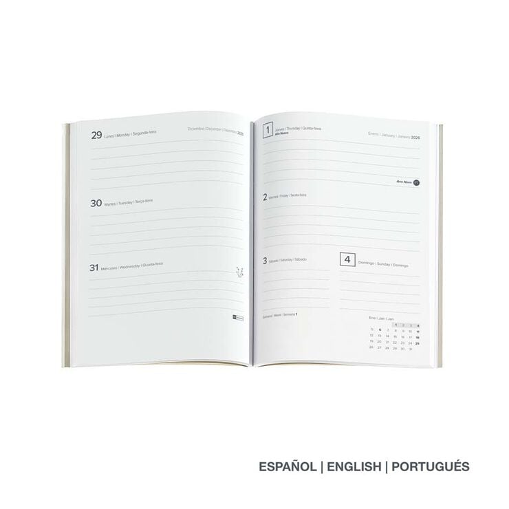 Agenda Miquelrius Journal 12x16 sem/vista mult 2026 Quad.azul marino