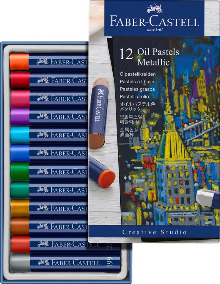 Pasteles óleo Faber-Castell metalizados 12 colores
