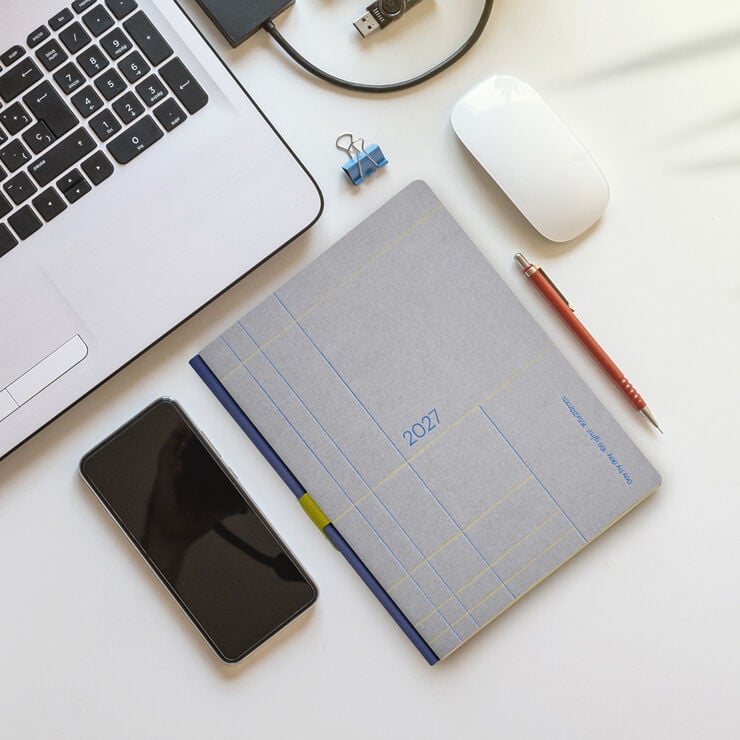 Agenda Miquelrius Plus Semana Vista Multiling&uuml;e 2027 Kraft Gris