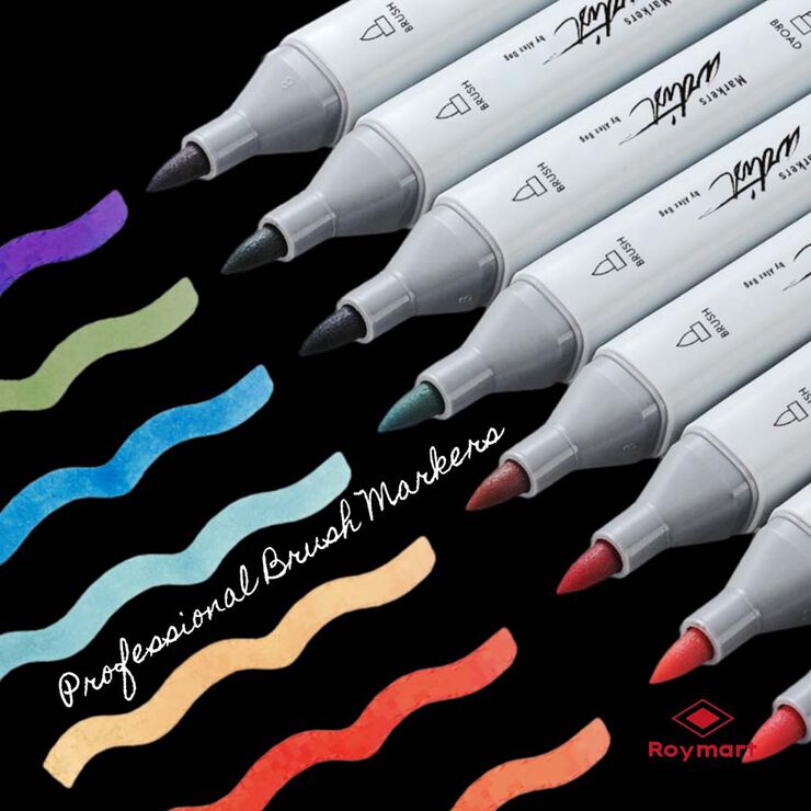 Estuche 60 Rotuladores alcohol Roymart Artist Brush