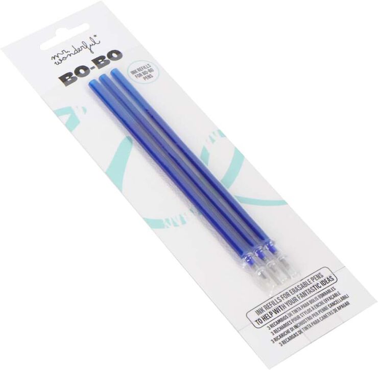 Set 3 Recambios Bolígrafos Borrables Bo-Bo azul