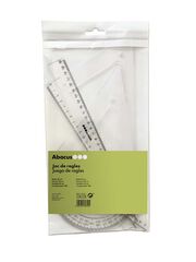 Set regle, cartabó, escaire, transportador Abacus