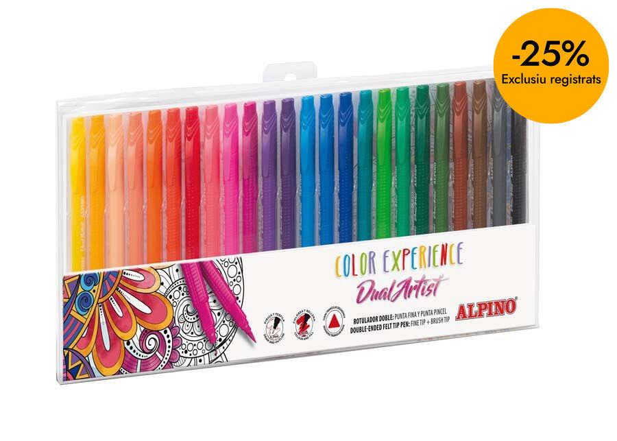 Rotuladores de colores doble punta Alpino 24u