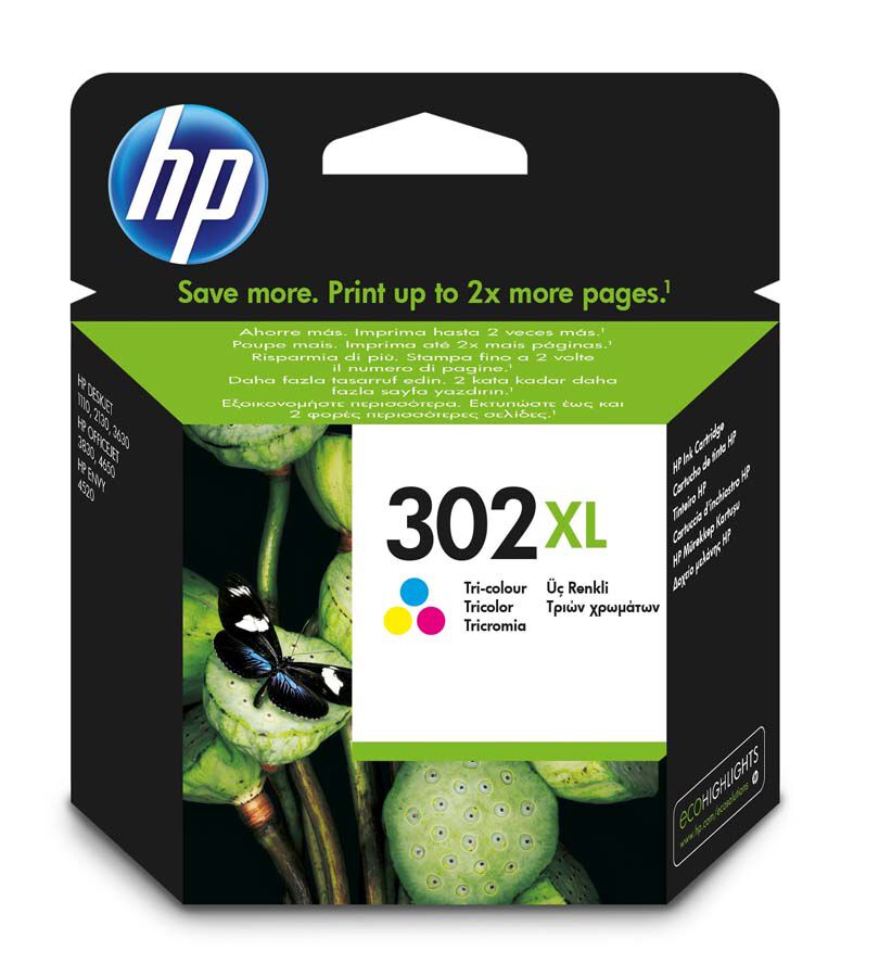 Cartucho original HP 302XL - F6U67AE tricolor