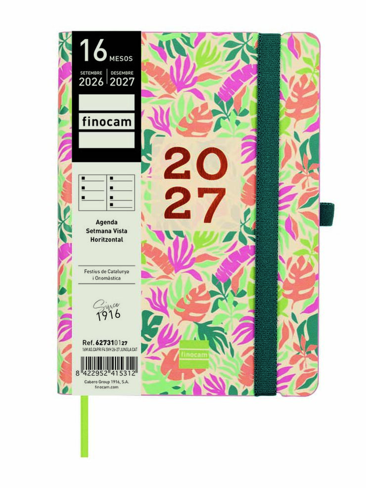 Agenda Finocam 16M Capri F4 Sem/Vista Catal&aacute;n 2026-27 Jungla