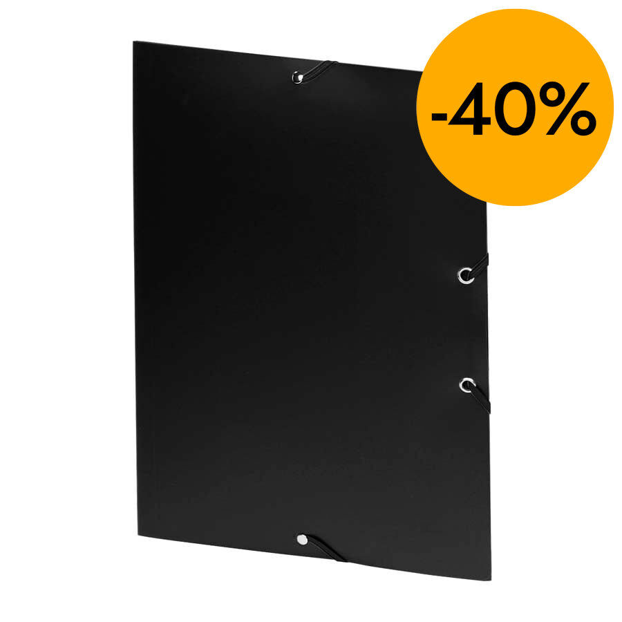 Carpeta gomas y 3 solapas Folio negro