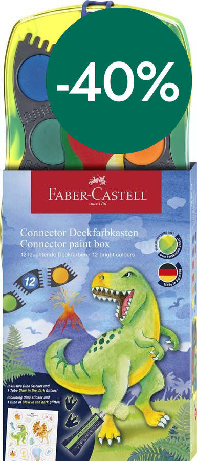 Acuarela Faber-Castell Connector Dinosaurio 12 colores