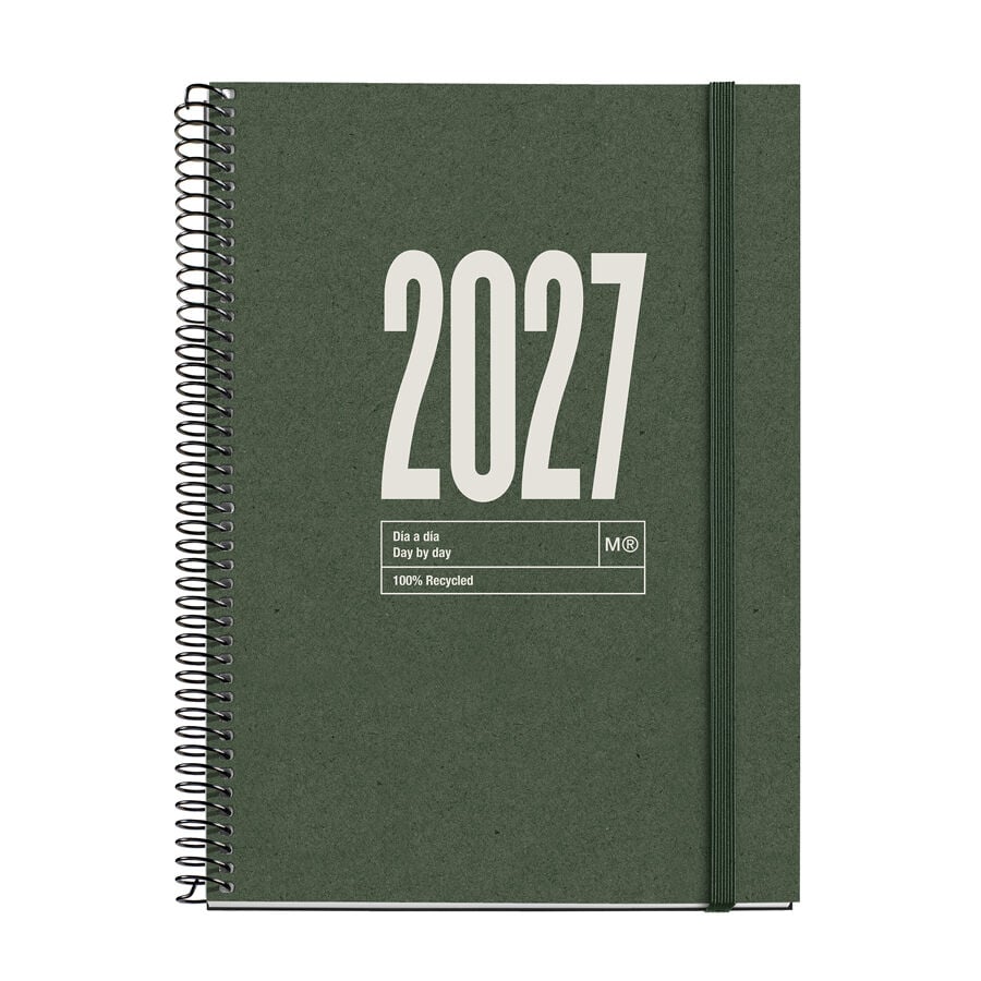 Agenda Miquelrius Espiral Plus Dia P&agrave;gina Catal&agrave; 2027 City Verd Fosc