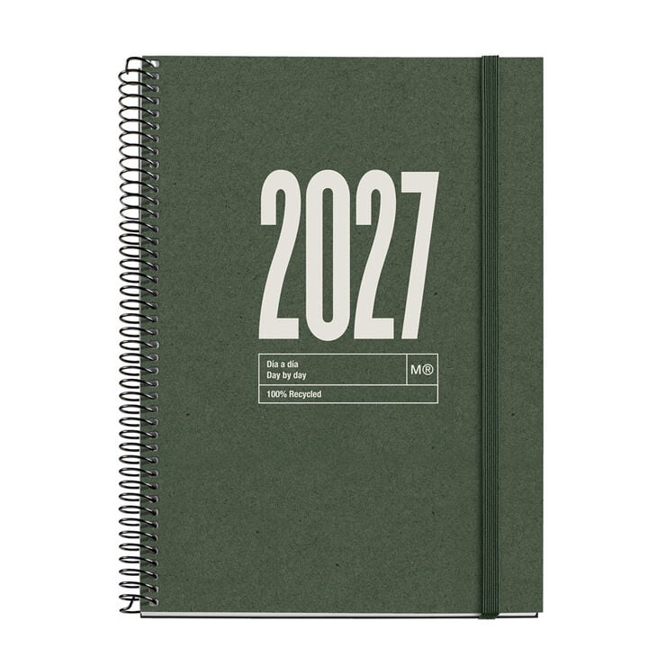 Agenda Miquelrius Espiral Plus Dia P&agrave;gina Catal&agrave; 2027 City Verd Fosc