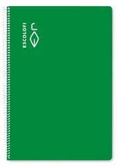 Libreta A4 espiral 40H raya horizontal margen Escolofi Verde
